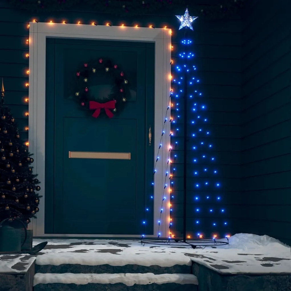 328701 vidaXL Árvore de Natal em cone c/ 100 luzes LED azuis 70x180 cm