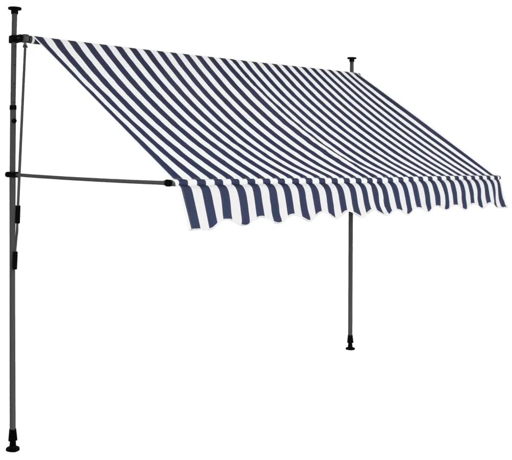 Toldo retrátil manual com LED 300 cm azul e branco