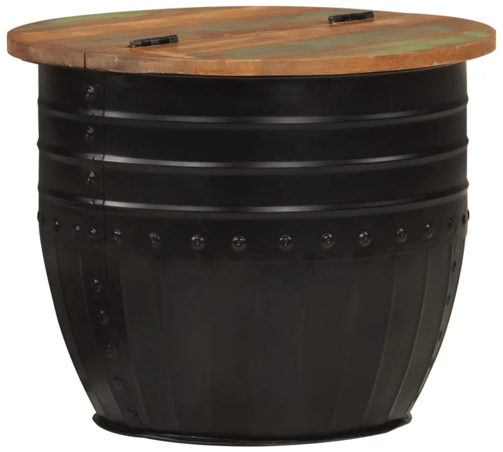 Mesa de centro 50x39,5 cm madeira recuperada maciça preto
