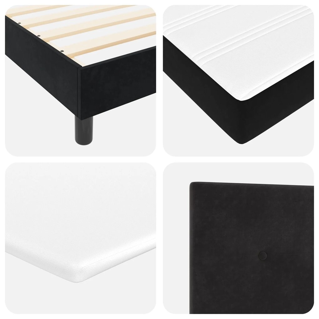 Cama Box Spring com Colchão vidaXL Preta 90x200 cm Veludo
