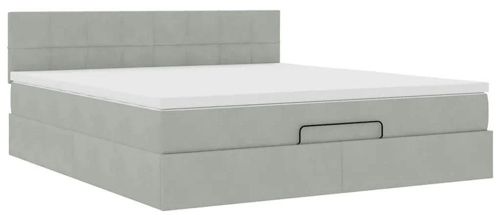 Estrutura de cama otomana com colchão 160x200 cm cinzento claro