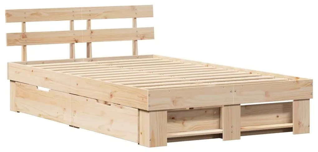 Cama com Gavetas - 135 x 190 cm - Madeira de Pinho Sólido
