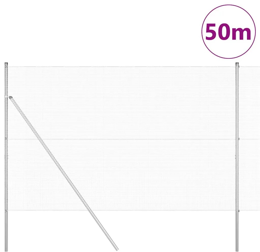 Cerca de Arame Soldado com 13 Postes 1,5x50 m Aço Galvanizado