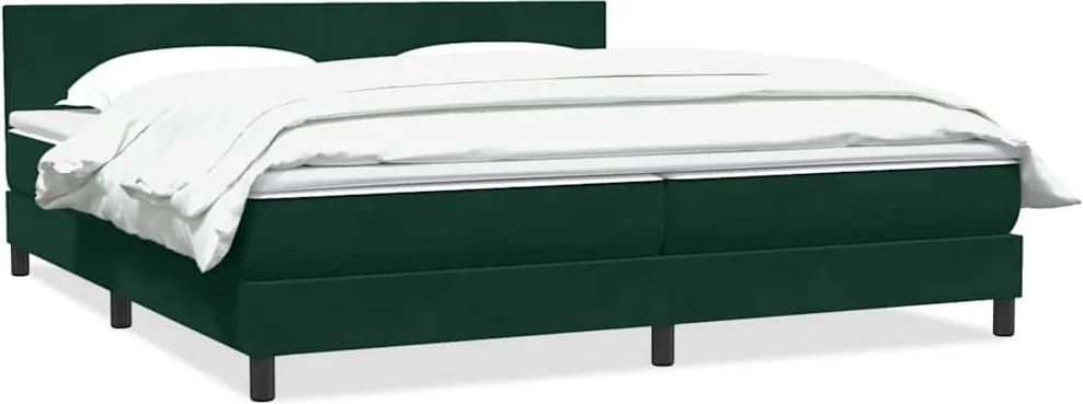 vidaXL Cama com molas/colchão 180x210 cm veludo verde-escuro