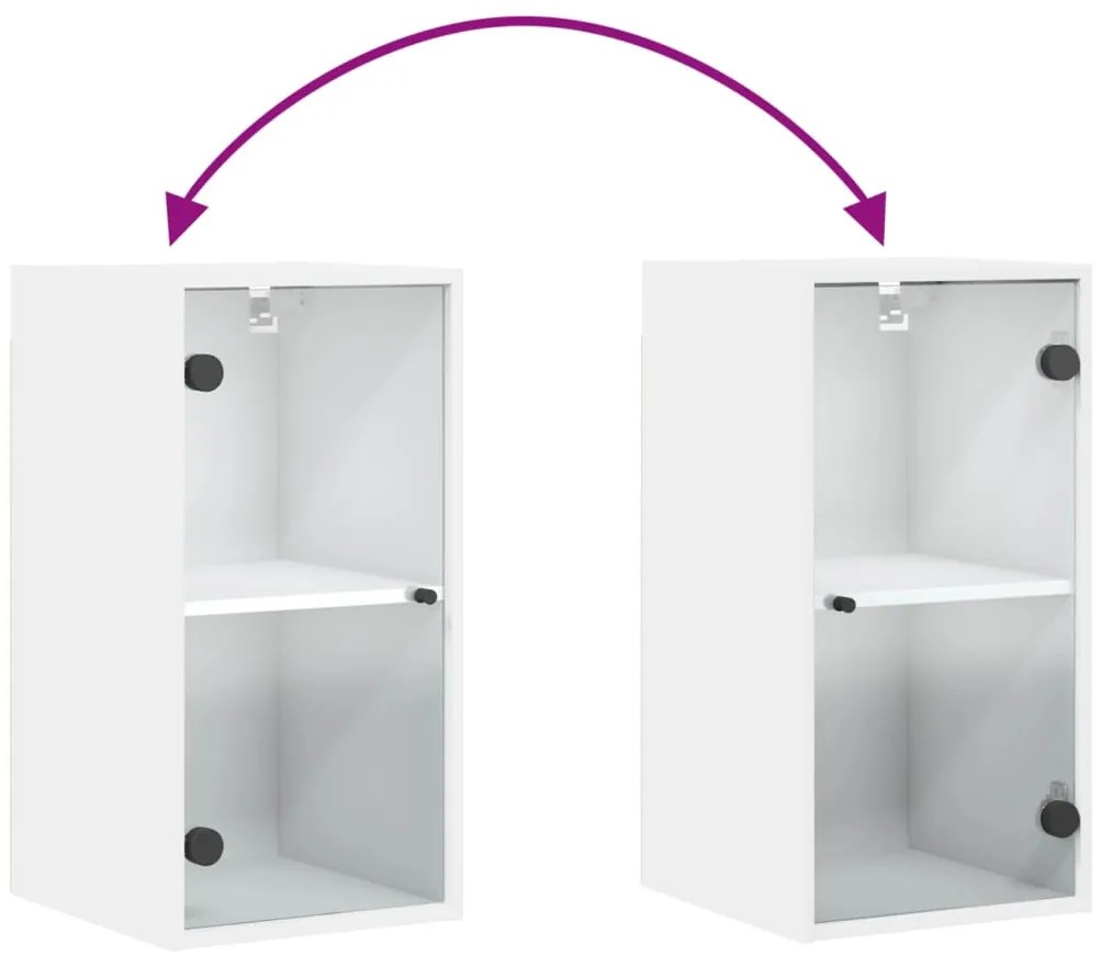 Armário de parede c/ portas de vidro 35x37x68,5 cm branco