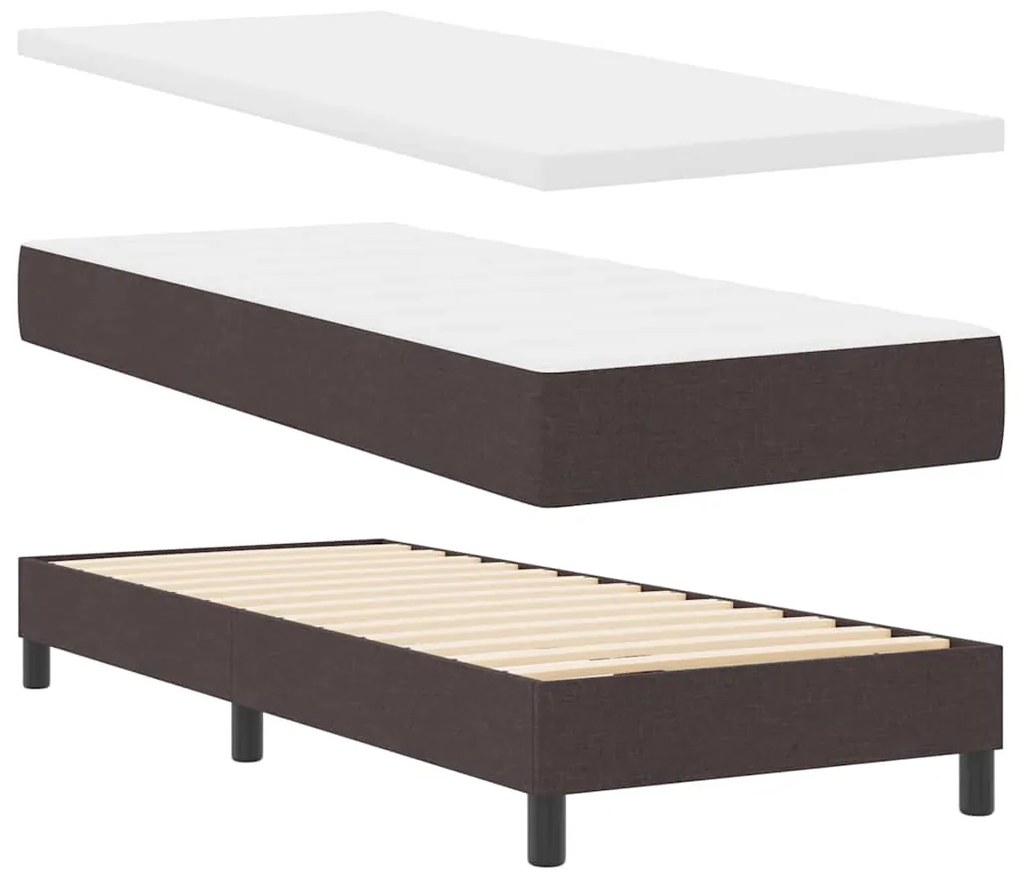 Cama Box com almofada Marrom Escuro 80 x 200 cm Tecido e Espuma