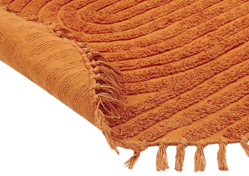 Tapete redondo de algodão laranja ⌀ 140 cm HALFETI Beliani