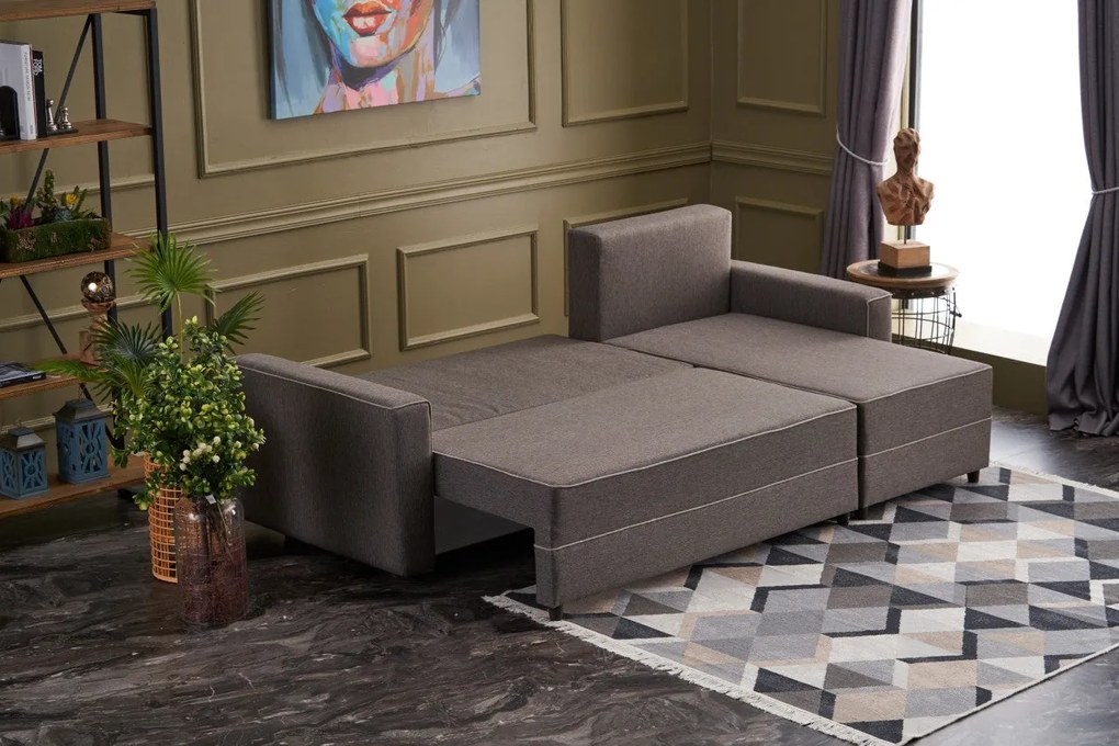 Sofá-Cama de Canto Ece – Castanho – 242x88x90 cm