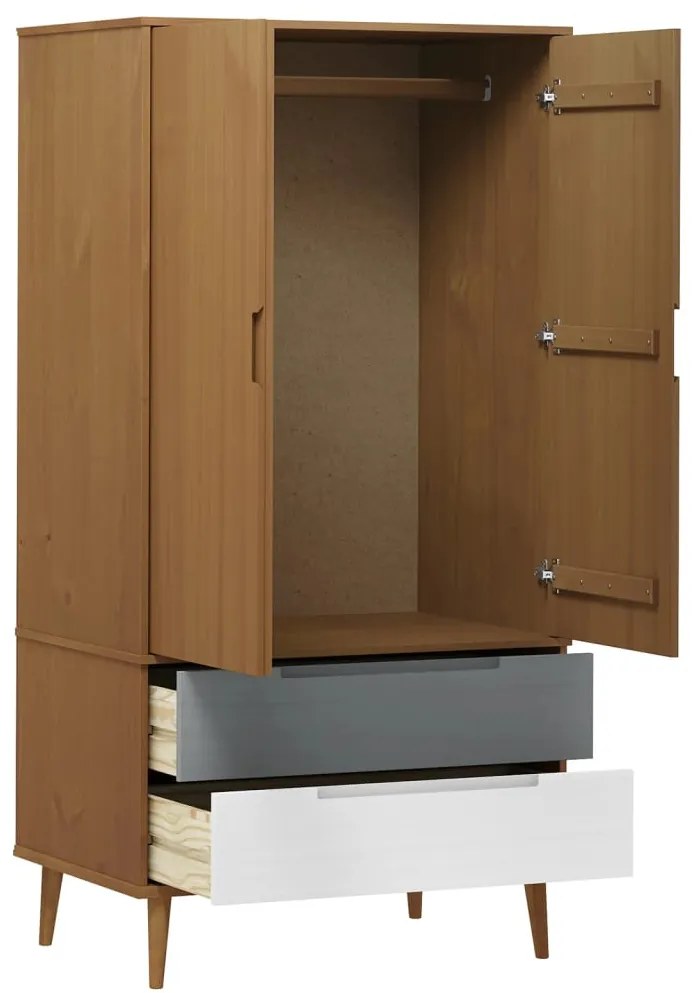 Roupeiro MOLDE 90x55x175 cm pinho maciço castanho