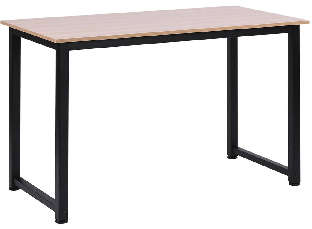 HOMCOM Secretária Moderna Mesa de Estudo com Estrutura de Aço e Pés Ajustáveis Mesa de Computador 120x60x76 cm Madeira e Preto