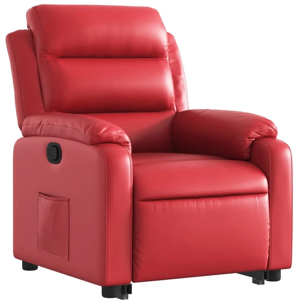Poltrona reclinável elevatória couro artificial vermelho
