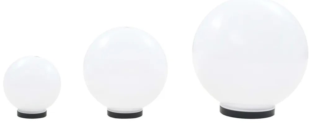 Conjunto de candeeiros esféricos LED 3 pcs 20/30/40 cm PMMA