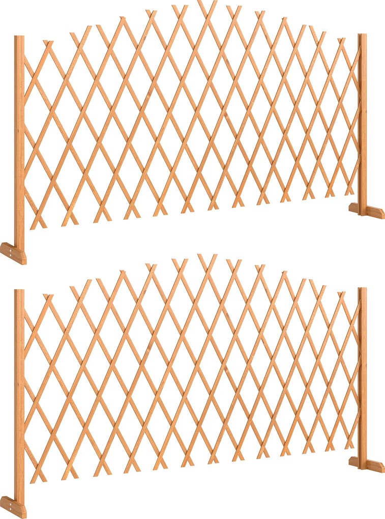 Outsunny Cerca 2 unidades treliça extensível autoportante com pés 180 x 30 x 103 cm Castanho | Aosom Portugal
