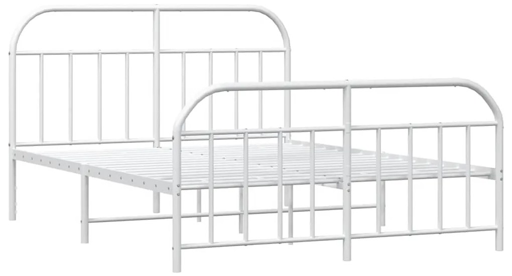 Estrutura de cama com cabeceira e pés 135x190 cm metal branco