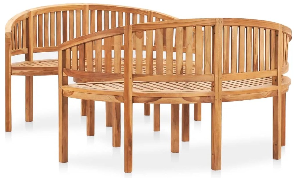 3 pcs conj. lounge de jardim formato banana teca maciça