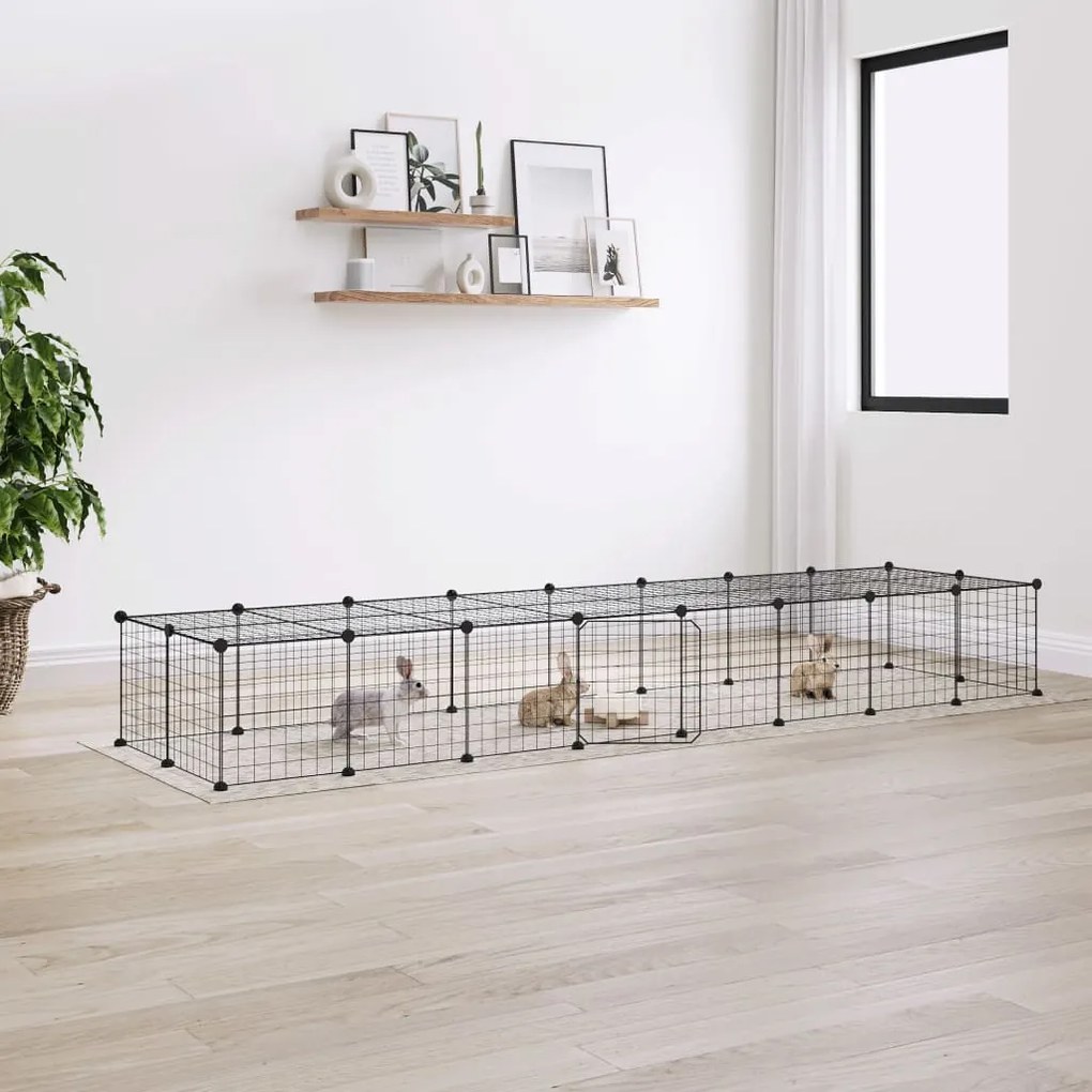 vidaXL Gaiola p/ animais de 36 painéis c/ porta 35x35 cm aço preto
