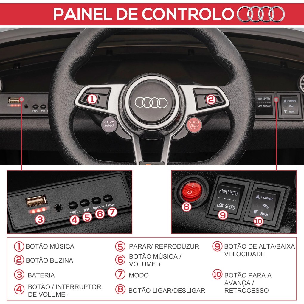 Carro Elétrico Audi TT para Crianças acima de 3 Anos com Controlo Remo