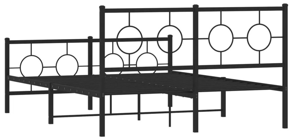 Estrutura de cama com cabeceira e pés 135x190 cm metal preto