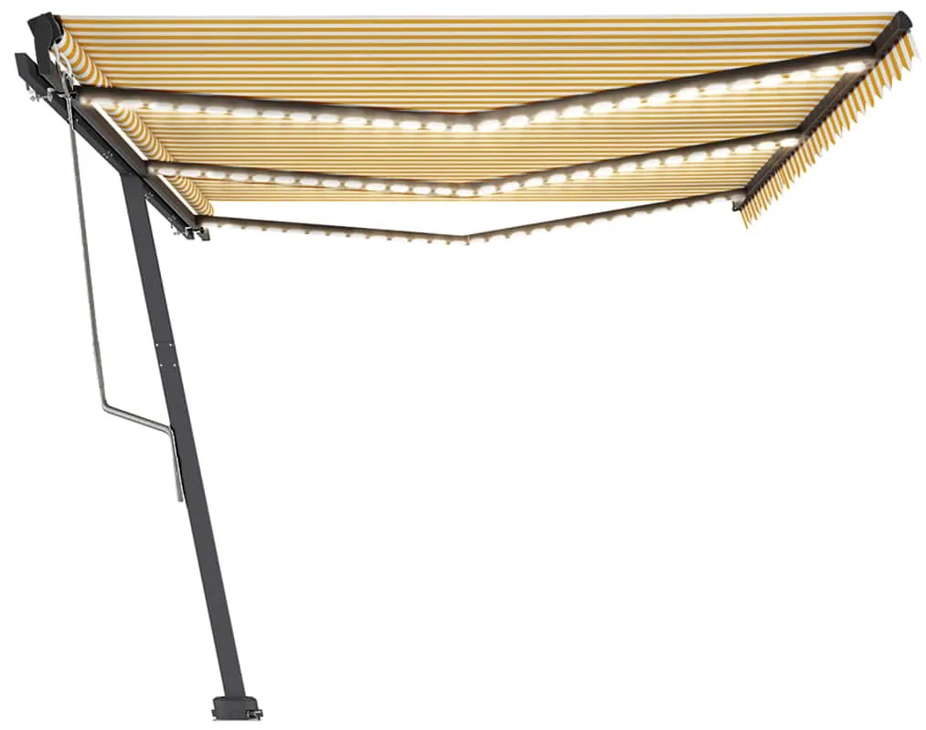 Toldo autom. LED e sensor de vento 600x350 cm amarelo/branco