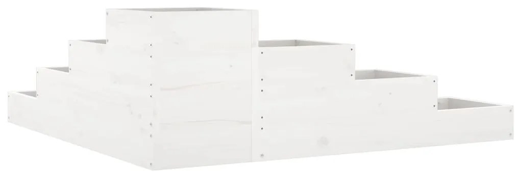 Floreira com 4 níveis 106x104,5x36 cm pinho maciço branco