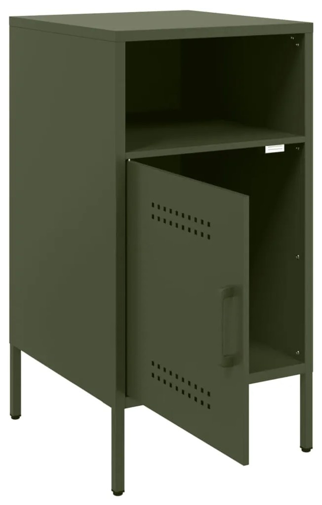 Mesas de cabeceira 2 pcs 36x39x68 cm aço verde-azeitona