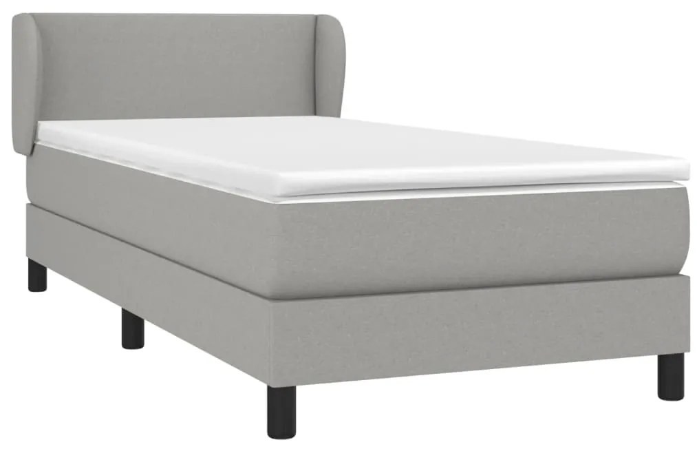 Cama com molas/colchão 100x200 cm tecido cinzento-claro