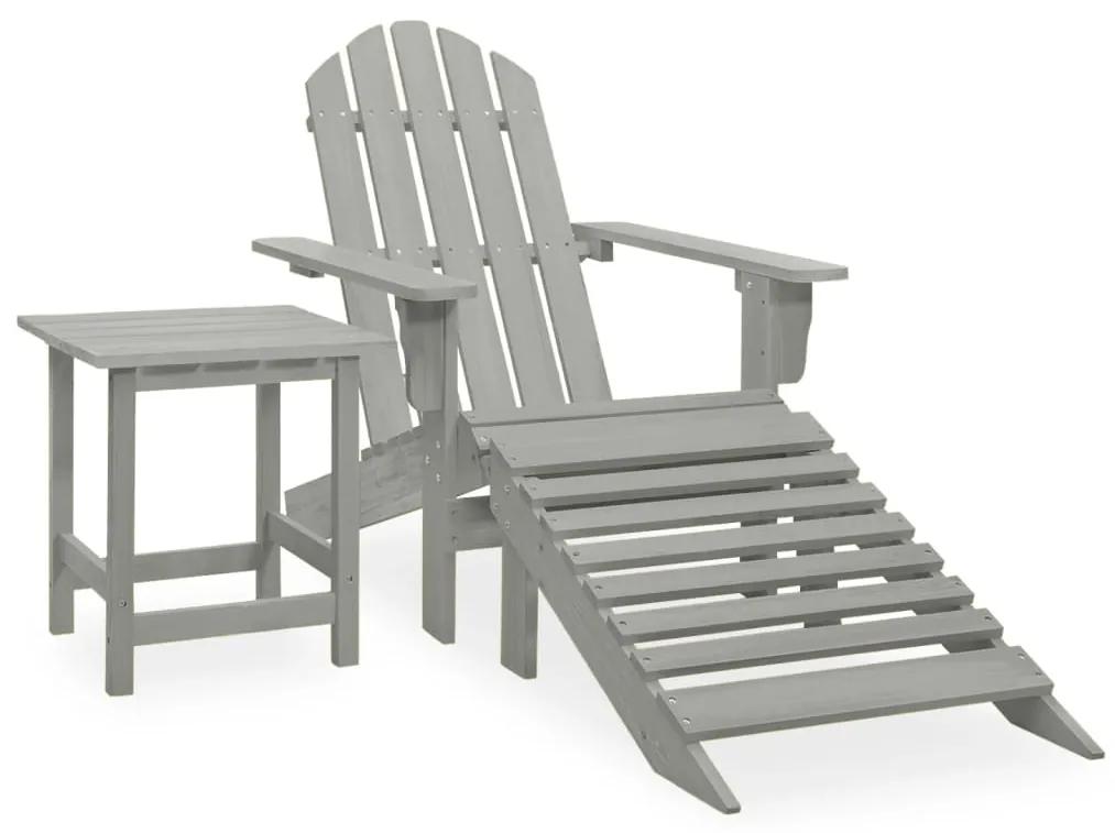 315930 vidaXL Cadeira de jardim Adirondack c/ otomano e mesa abeto cinzento