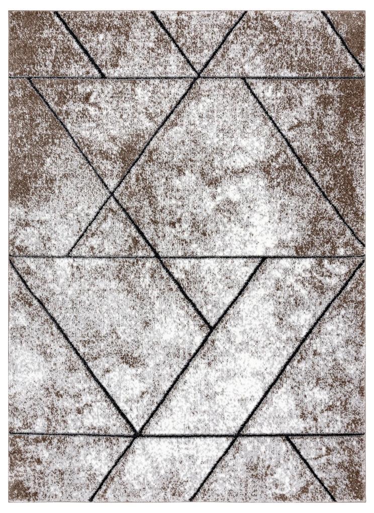 Tapete moderno COZY 8872 Wall, geométrico, triângulos - Structural dois níveis de lã castanho
