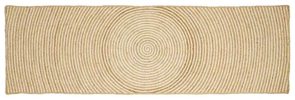 vidaXL Tapete Natural e Branco 80 x 250 cm Juta