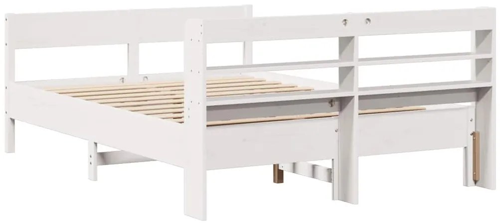 Cama sem colchão 120x200 cm madeira de pinho maciça branco