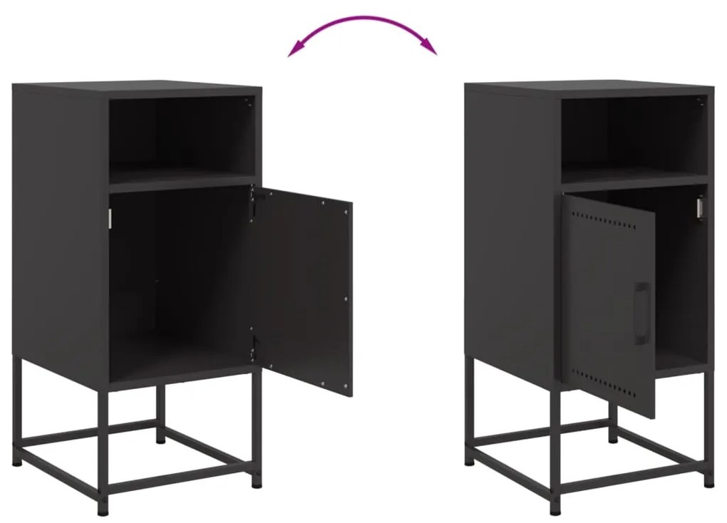 Mesas de cabeceira 2 pcs 36x39x78 cm aço preto