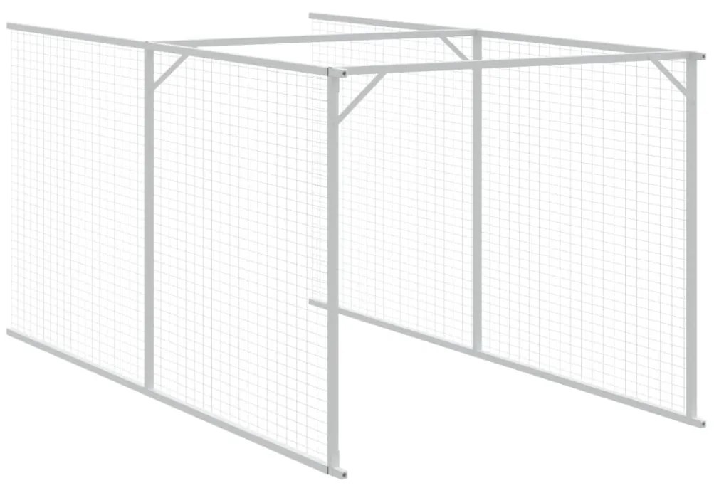 Casota cães c/ parque 110x405x110 cm aço galvaniz. cinza-claro