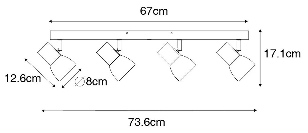 Candeeiro de teto em madeira com foco branco ajustável 4 luzes - Thorin