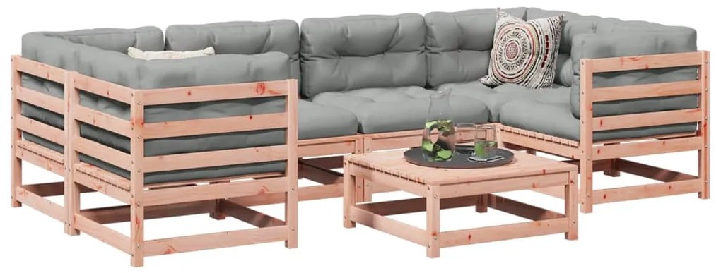 vidaXL 7 pcs conjunto sofás jardim madeira abeto-de-douglas