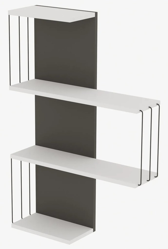 Estante de Parede Cambel – Branco e Antracite – 64x96x19 cm