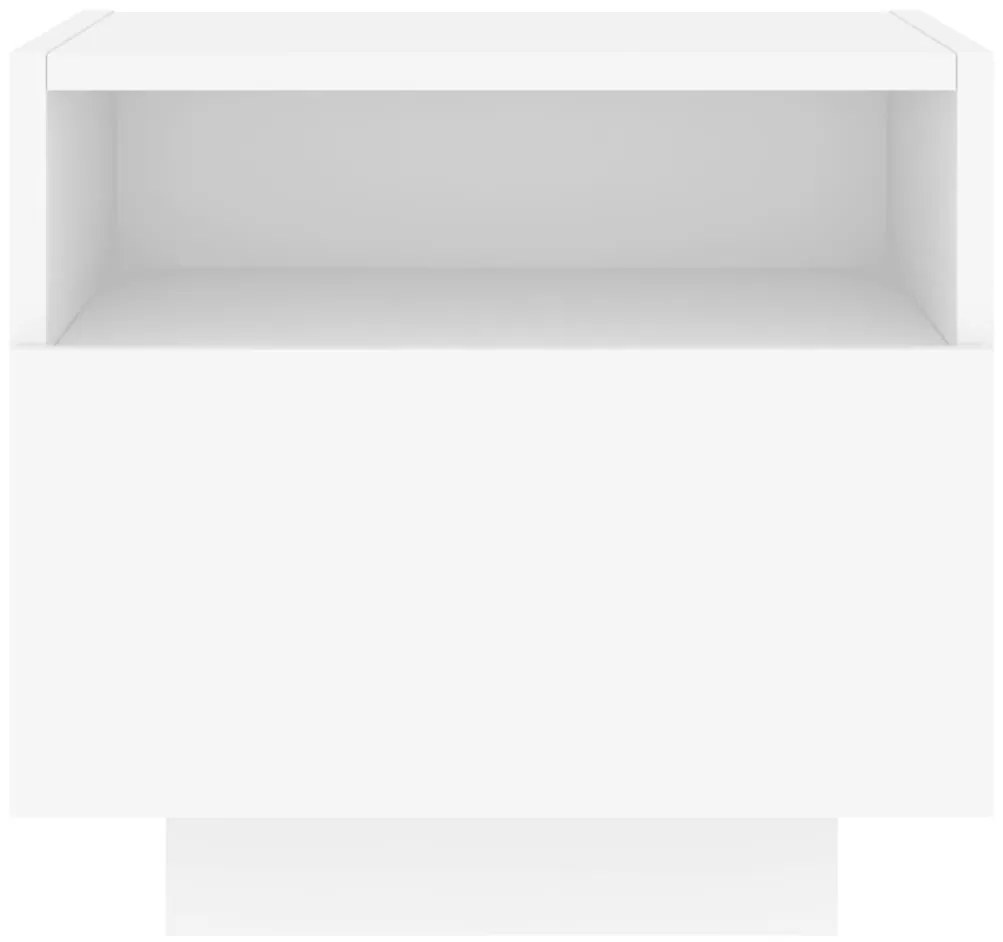 Mesa de cabeceira com luzes LED 40x39x37 cm branco