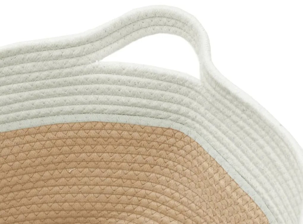 Cesto de arrumação Ø40x25 cm algodão bege e branco