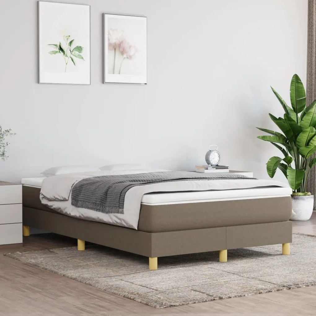 3120602 vidaXL Estrutura de cama com molas 120x200 cm tecido cinza-acastanhado