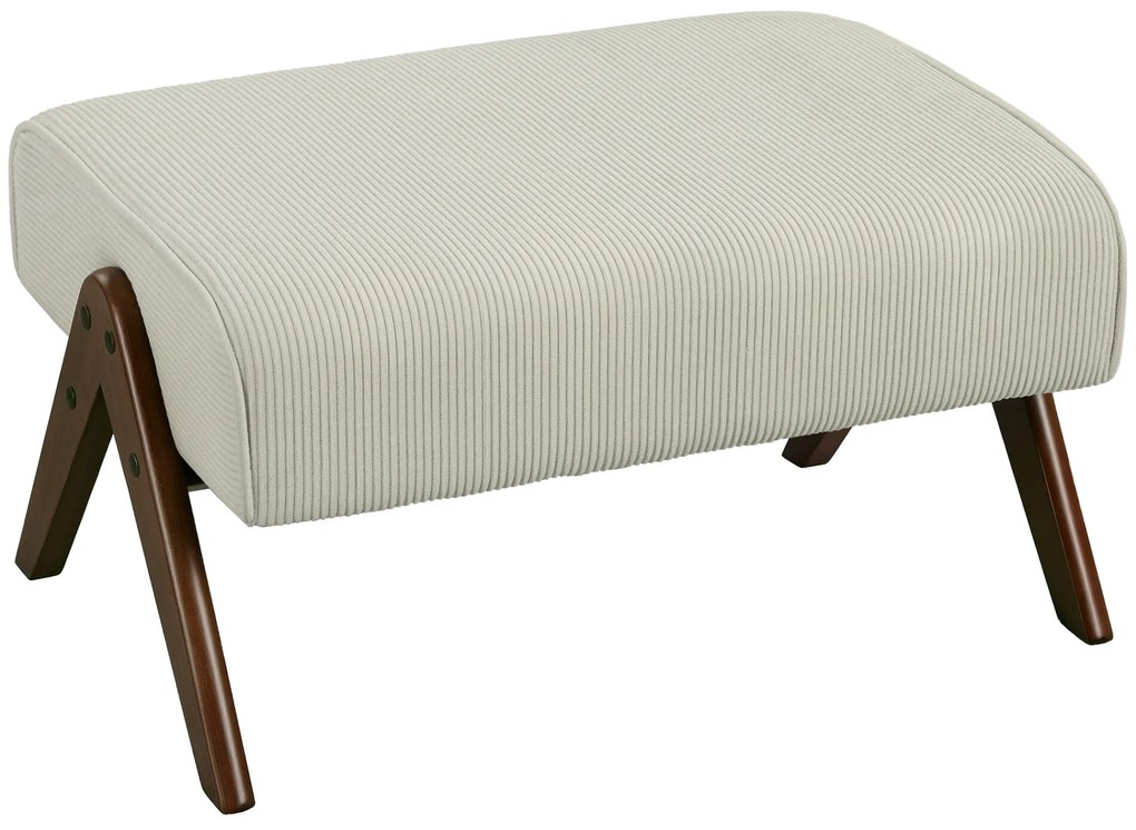 HOMCOM Apoio para Pés para Sala Banco Baixo Estofado em Veludo Otomana Retangular com Assento Almofadado e Pés de Madeira para Sala de Estar Quarto 69x47x36 cm Bege