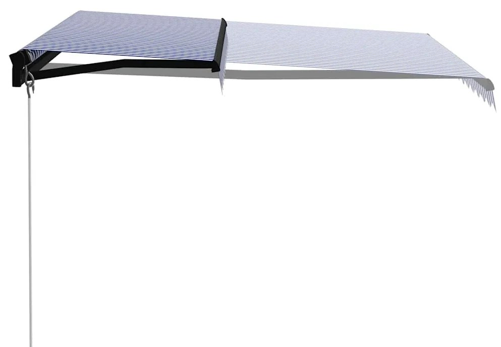 Toldo retrátil manual com LED 300x250 cm azul e branco