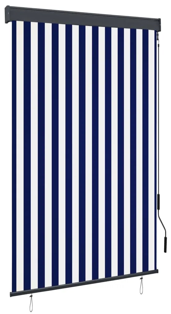 vidaXL Estore de rolo para exterior 120x250 cm azul e branco