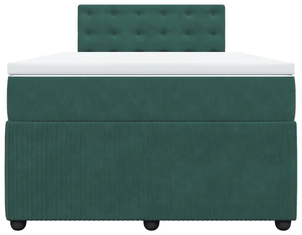 Cama boxspring com colchão 120x190 cm veludo verde-escuro