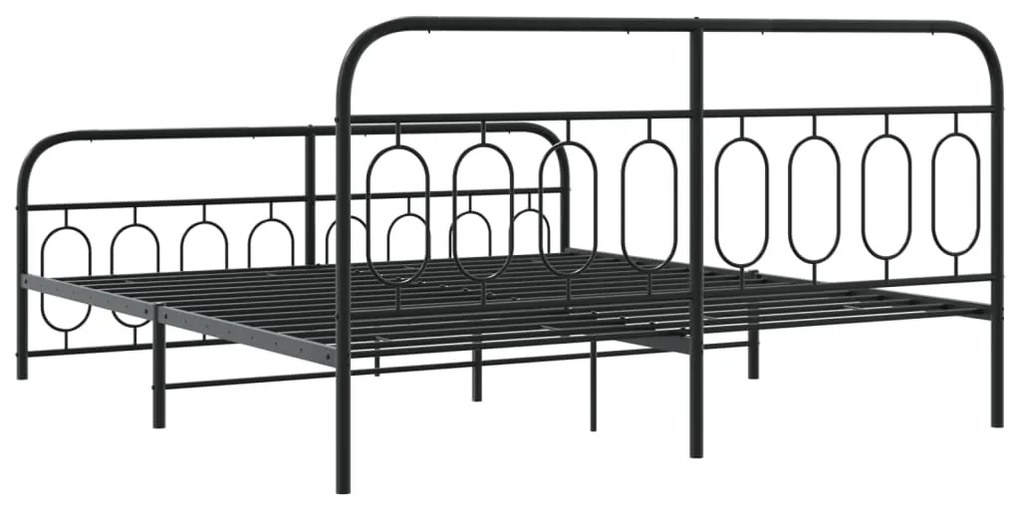 Estrutura de cama com cabeceira e pés 193x203 cm metal preto