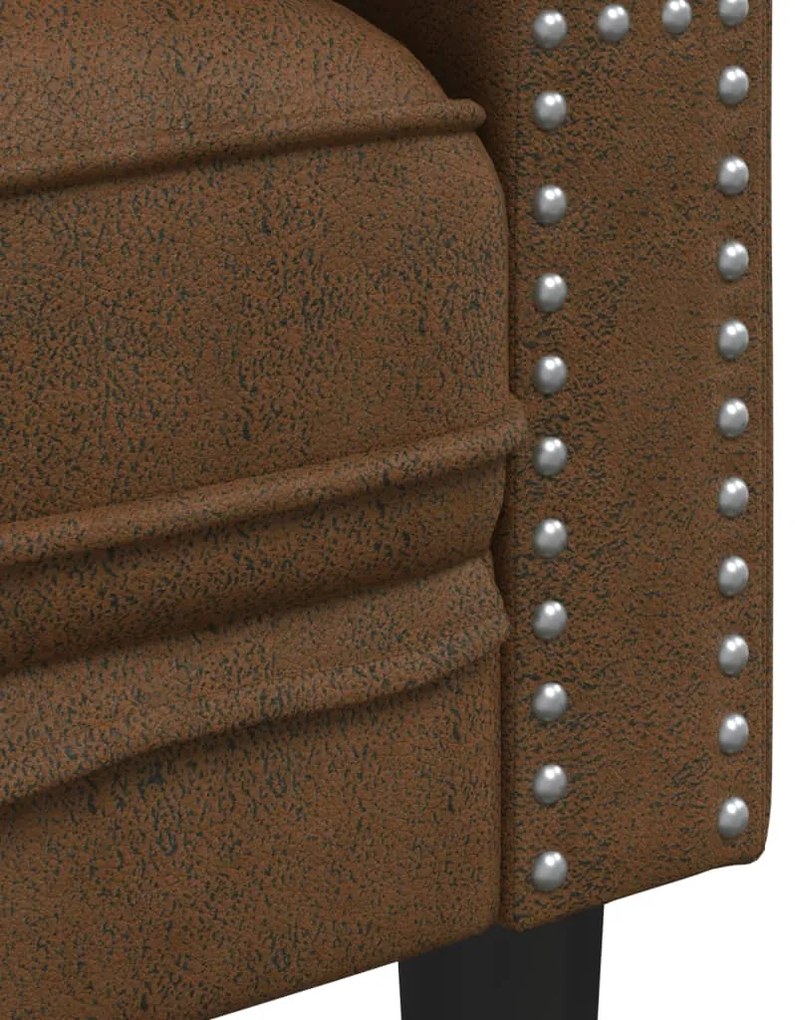 2 pcs conj. sofás chesterfield c/ rolos camurça artif. castanho