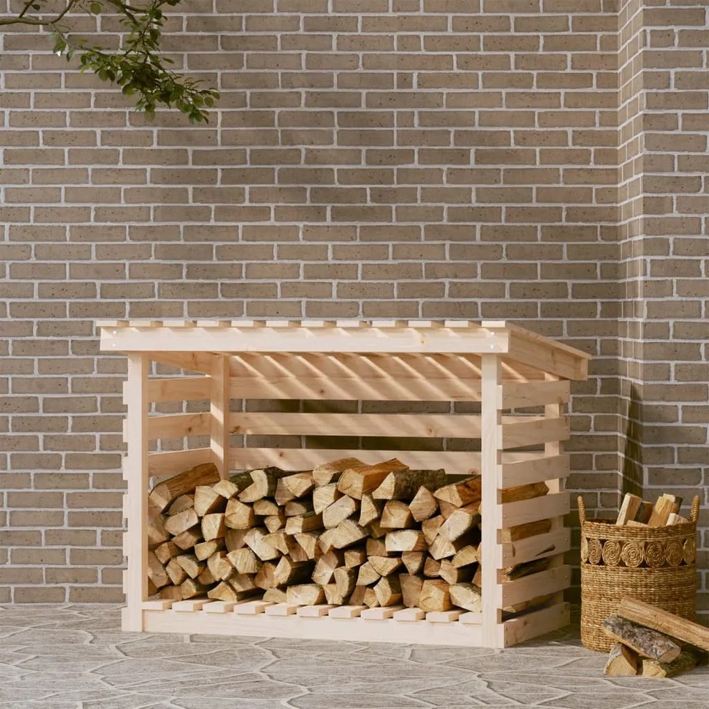 vidaXL Suporte para lenha 108x73x79 cm madeira de pinho maciça