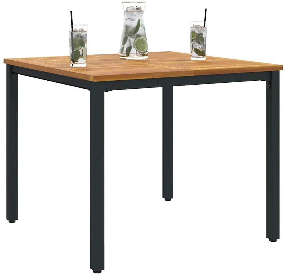 Mesa de Jardim 90 x 90 x 75 cm em Madeira Maciça de Acácia e Metal