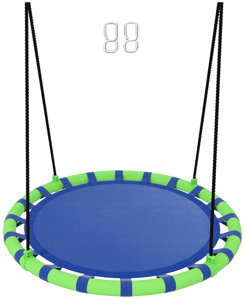 AIYAPLAY Baloiço para Crianças Redondo Baloiço de Jardim Infantil Ajustável Impermeável Carga 150kg Ø100x180 cm Preto e Azul | Aosom Portugal