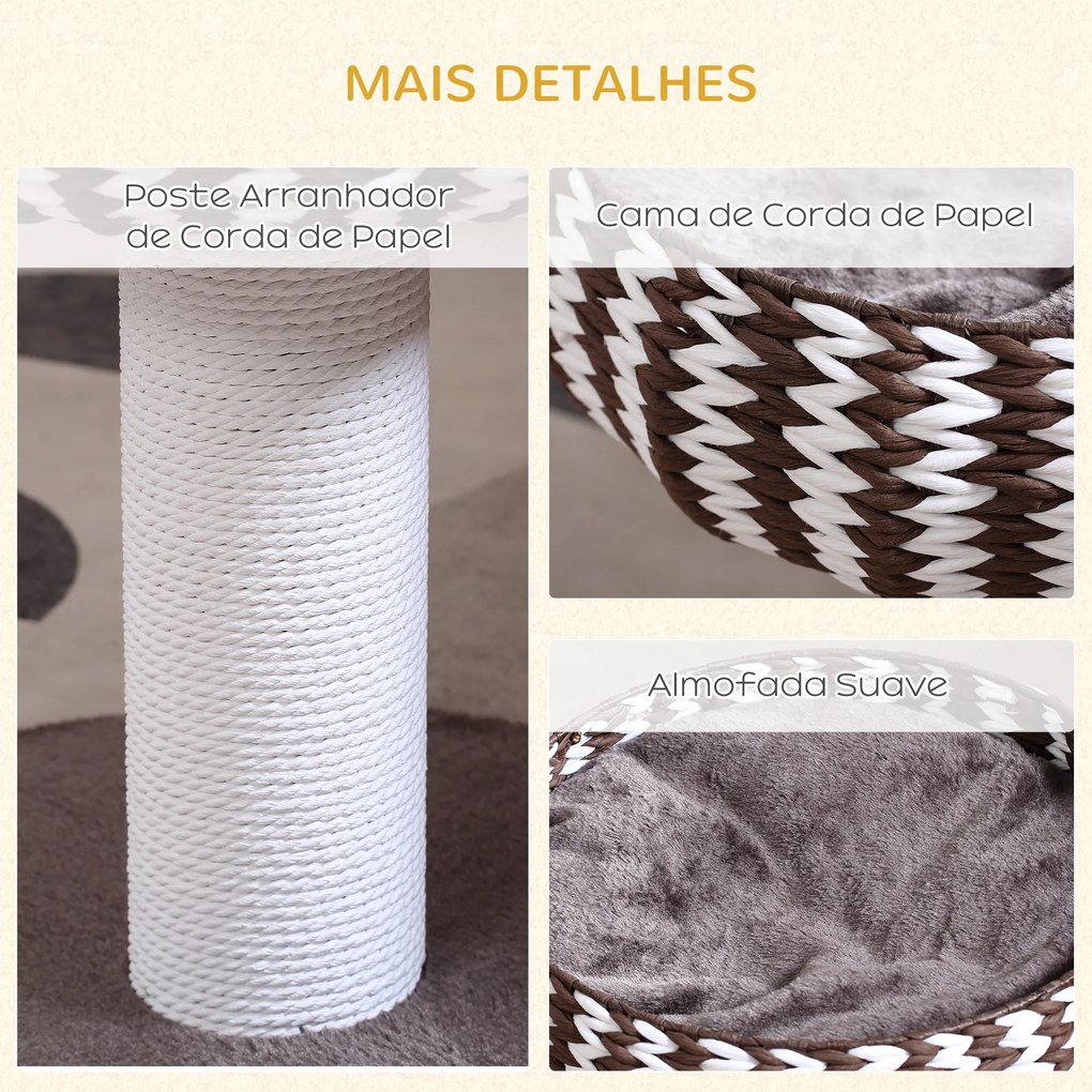 Arranhador para Gatos Pequeno Altura 52cm Torre de Escalar para Gatos com Cama Redonda Almofada de Pelúcia Suave e Poste Arranhador 50x50x52cm Café e