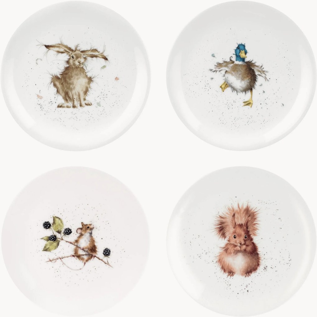 Pratos para bolo em porcelana Fine Bone China Royal Worcester, conjunto de 4