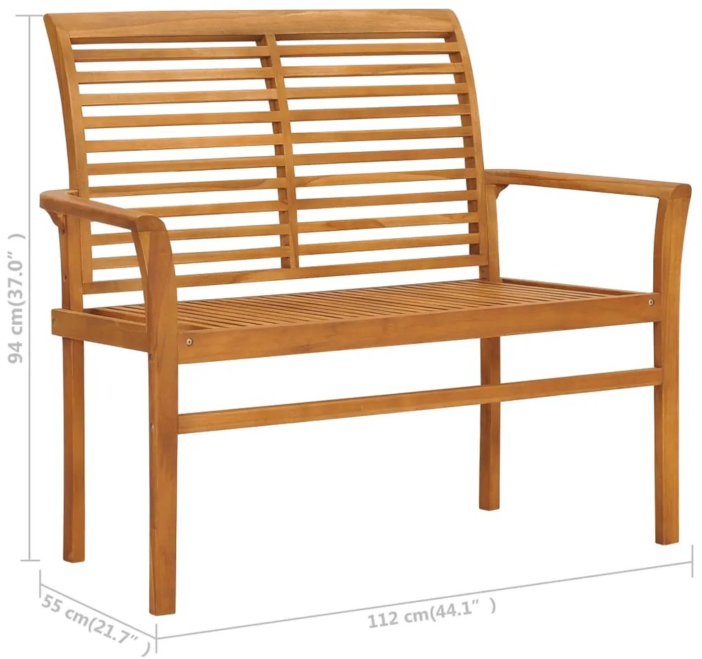Banco de jardim c/ almofadão cinzento 112 cm teca maciça